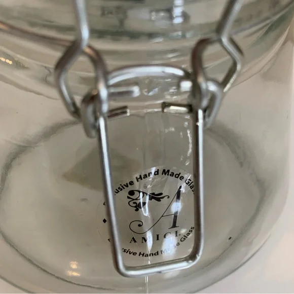 Amici Glass Canister Red and White Polka Dot Glass Storage Jar with Clip Lid - Picture 3 of 8